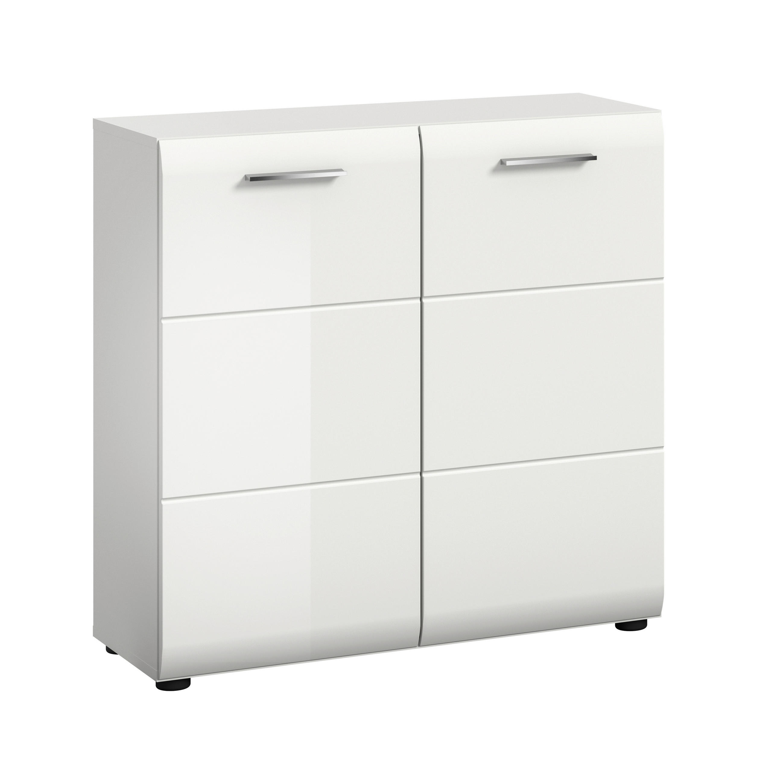 KOMMODE , 80/81/34 cm,  - Weiß Hochglanz/Silberfarben, Design, Holzwerkstoff/Kunststoff (80/81/34cm) - Livetastic