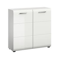 KOMMODE , 80/81/34 cm,  - Weiß Hochglanz/Silberfarben, Design, Holzwerkstoff/Kunststoff (80/81/34cm) - Livetastic