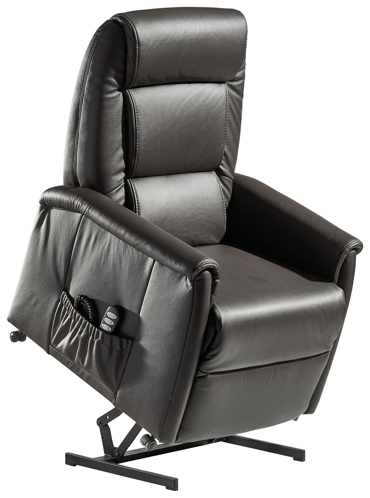 FERNSEHSESSEL  mit Aufstehhilfe Echtleder Dunkelbraun  - Dunkelbraun/Schwarz, KONVENTIONELL, Leder (74/110/85cm) - Himolla