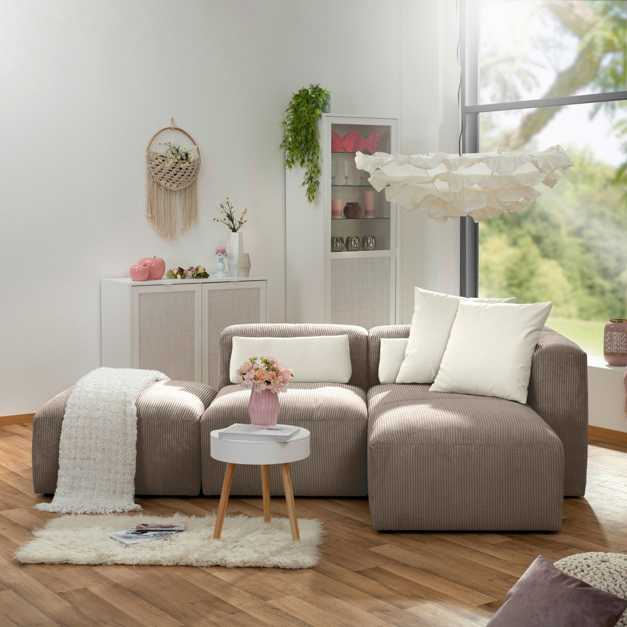 HOCKER in Textil Taupe  - Taupe/Schwarz, Design, Kunststoff/Textil (75/75/45cm) - Max Winzer