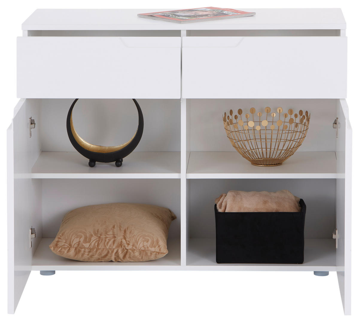 KOMMODE HILTON  in 100/81,4/40 cm  - Weiß Hochglanz/Silberfarben, MODERN, Holzwerkstoff/Kunststoff (100/81,4/40cm) - Hom`in