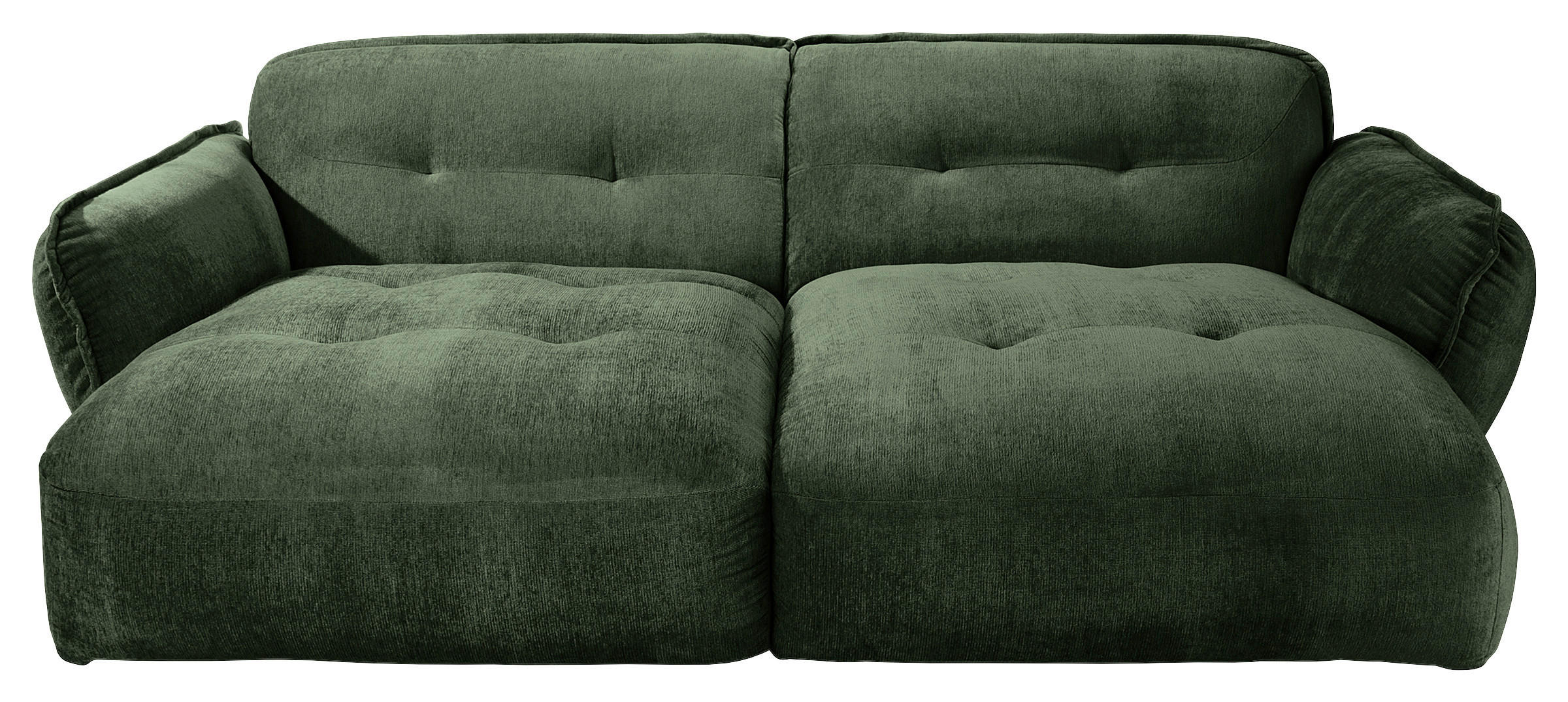 BIGSOFA BE FLUFFY Chenille Dunkelgrün  - Dunkelgrün/Schwarz, MODERN, Kunststoff/Textil (285/87/184cm) - Trendmanufaktur