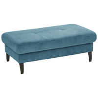 HOCKER in Textil Petrol  - Petrol/Schwarz, Modern, Textil/Metall (130/45/67cm) - Beldomo Style