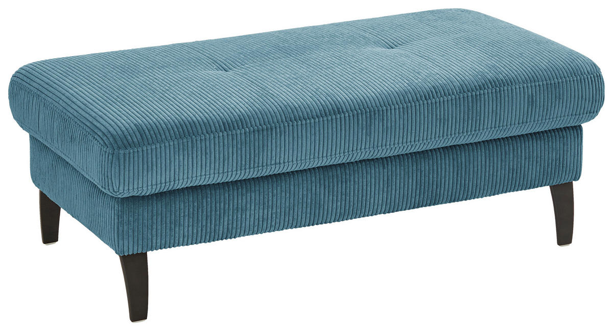 HOCKER in Textil Petrol  - Petrol/Schwarz, Modern, Textil/Metall (130/45/67cm) - Beldomo Style