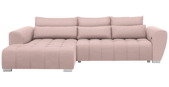 ECKSOFA in Webstoff Rosa  - Silberfarben/Rosa, MODERN, Kunststoff/Textil (218/304cm) - Carryhome