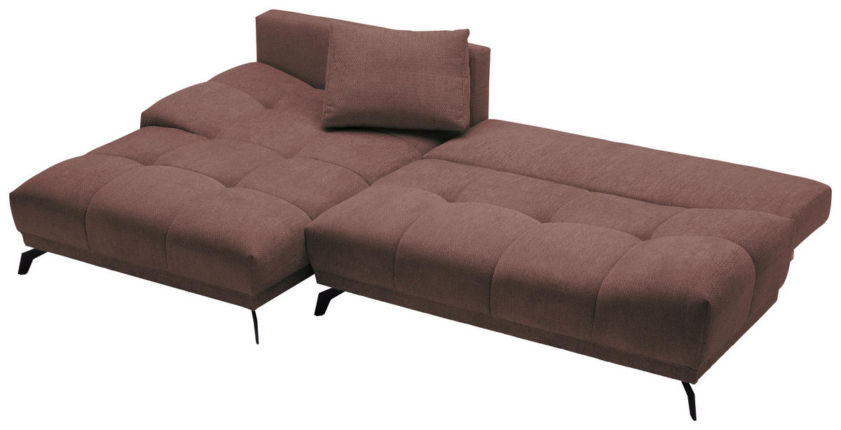 ECKSOFA in Chenille Braun  - Schwarz/Braun, Modern, Textil/Metall (182/290cm) - Hom`in