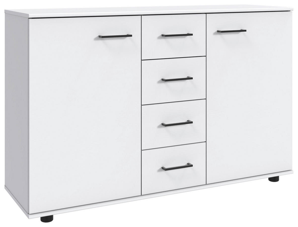 KOMMODE , 130/83/41 cm, 4 Schublade(n)  - Schwarz/Graphitfarben, KONVENTIONELL, Holzwerkstoff/Kunststoff (130/83/41cm) - Carryhome