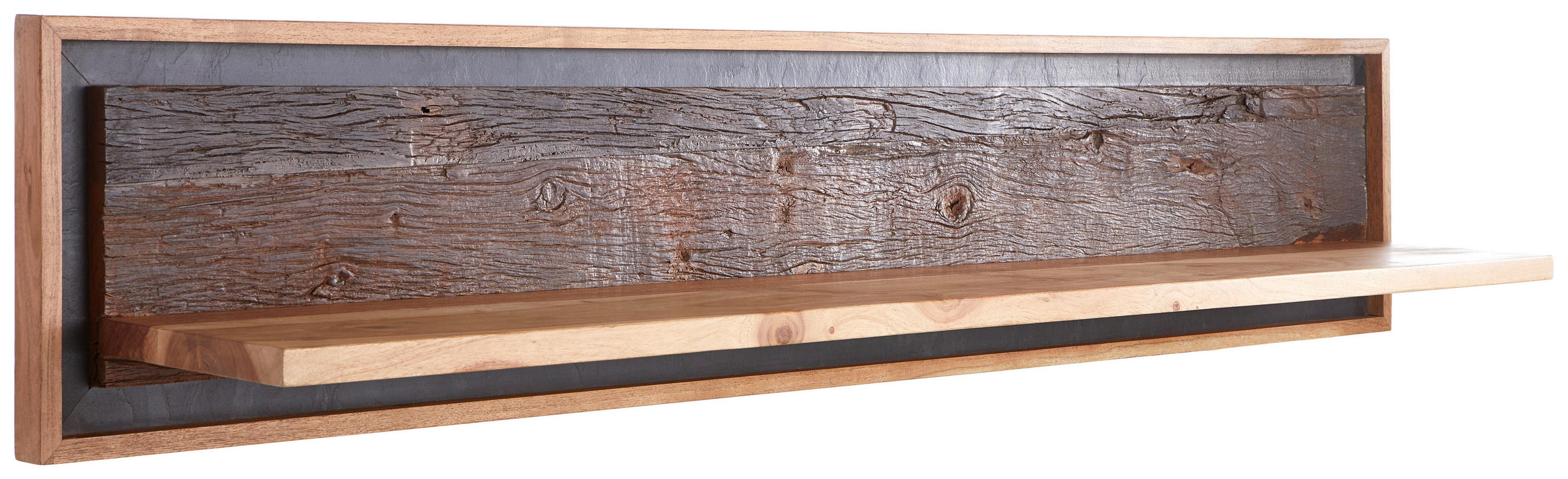 WANDBOARD Akazie, Recyclingholz furniert, massiv Braun, Akaziefarben, Dunkelgrau  - Dunkelgrau/Braun, Trend, Holz (160/30/25cm) - Landscape