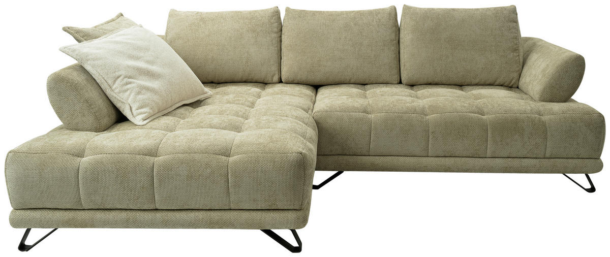 SJEDEĆA GARNITURA tekstil  svijetlo zelena   - svijetlo zelena/crna, Design, tekstil/metal (264/184cm) - Stylife