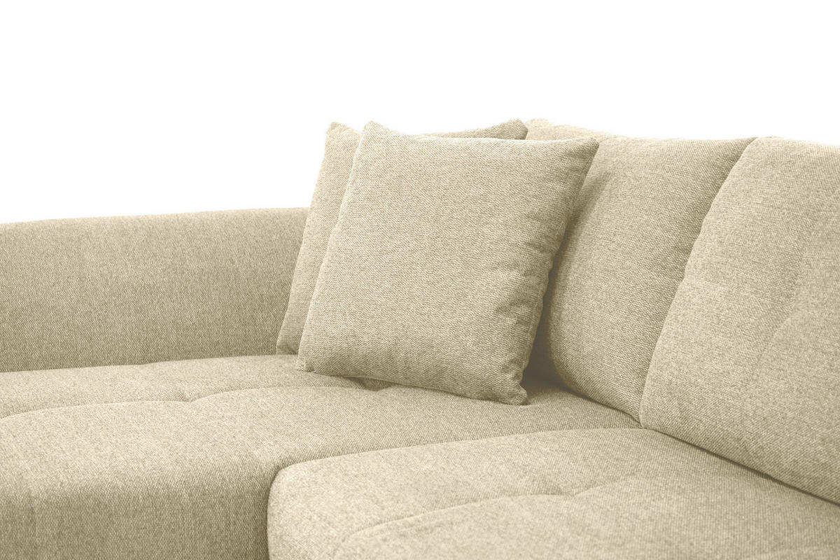 ECKSOFA Beige Webstoff  - Beige/Schwarz, Design, Kunststoff/Textil (187/278cm) - Livetastic