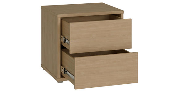 NACHTSCHRANK 50/48/42 cm  - Eichefarben/Silberfarben, Trend, Holzwerkstoff/Kunststoff (50/48/42cm) - Carryhome