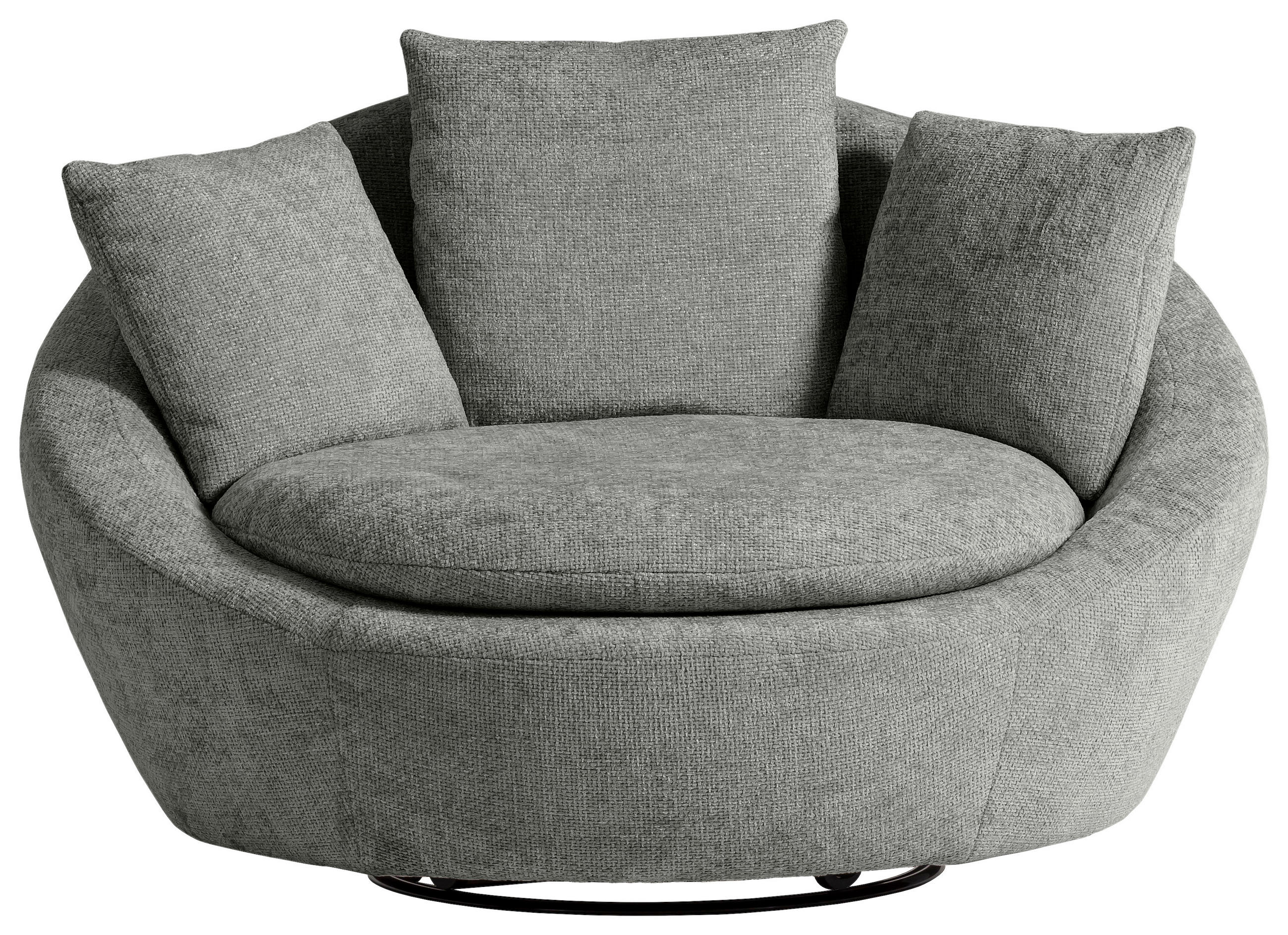 SESSEL MAUI Chenille, Webstoff Dunkelgrau    - Dunkelgrau/Silberfarben, MODERN, Kunststoff/Textil (130/80/112cm) - Trendmanufaktur