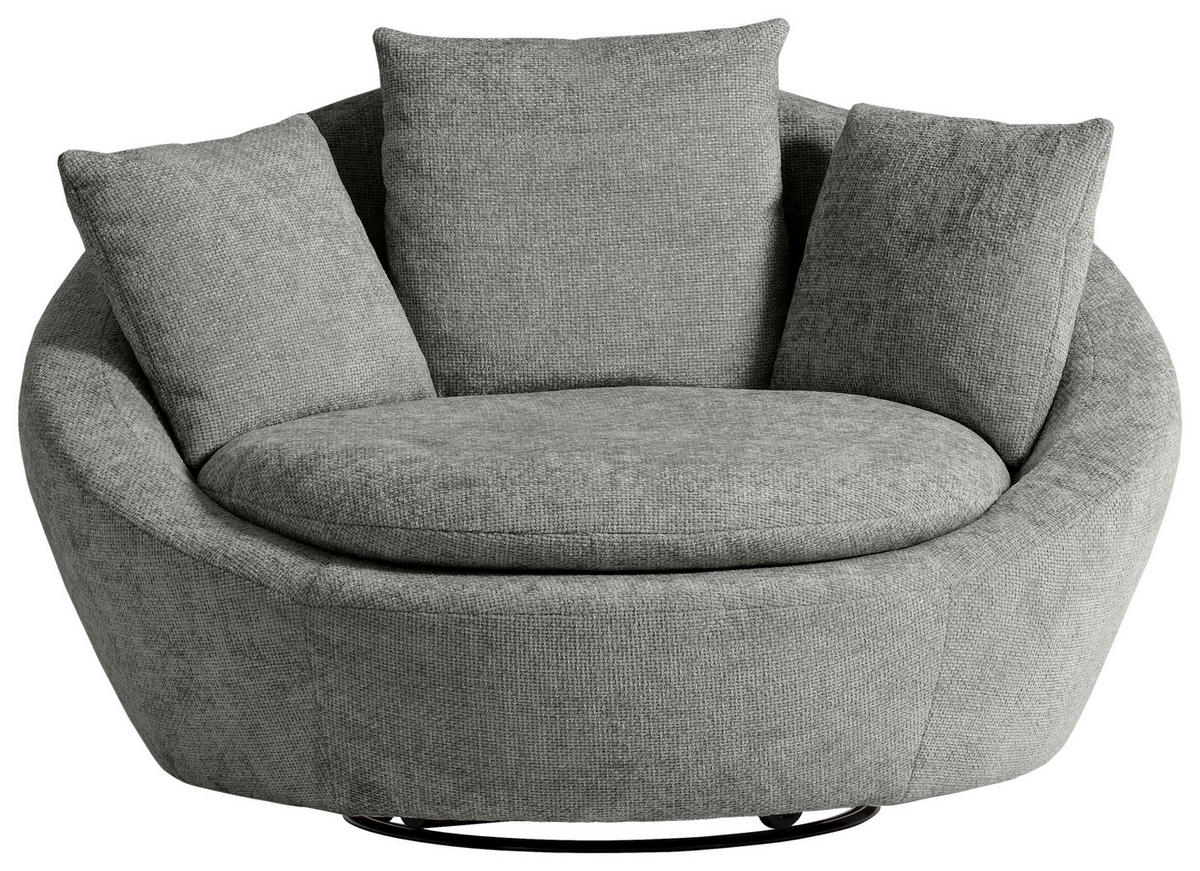 SESSEL MAUI Chenille, Webstoff Dunkelgrau    - Dunkelgrau/Silberfarben, MODERN, Kunststoff/Textil (130/80/112cm) - Trendmanufaktur