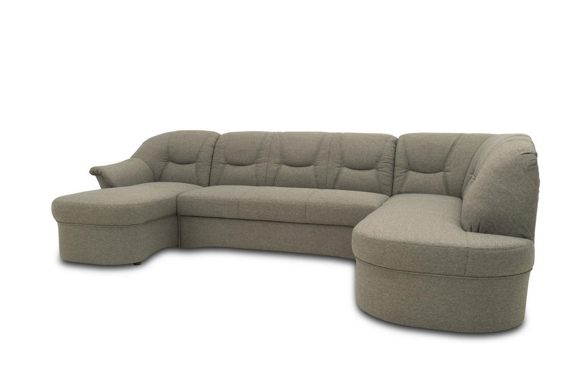WOHNLANDSCHAFT in Mikrofaser Graubraun  - Graubraun/Schwarz, KONVENTIONELL, Kunststoff/Textil (146/295/180cm) - MID.YOU