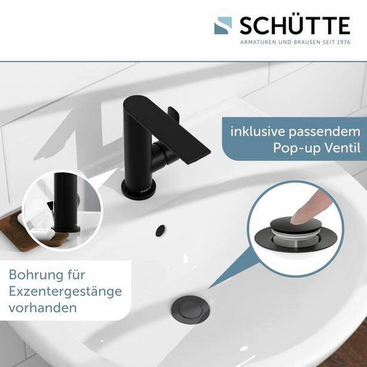 WASCHTISCHARMATUR 32416  - Schwarz, Basics, Metall (5,5/17/17,5cm) - Schütte