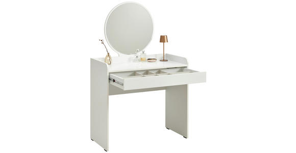 SCHMINKTISCH 90/47/142 cm, Weiß  - Weiß, Design, Glas/Holzwerkstoff (90/47/142cm) - Carryhome