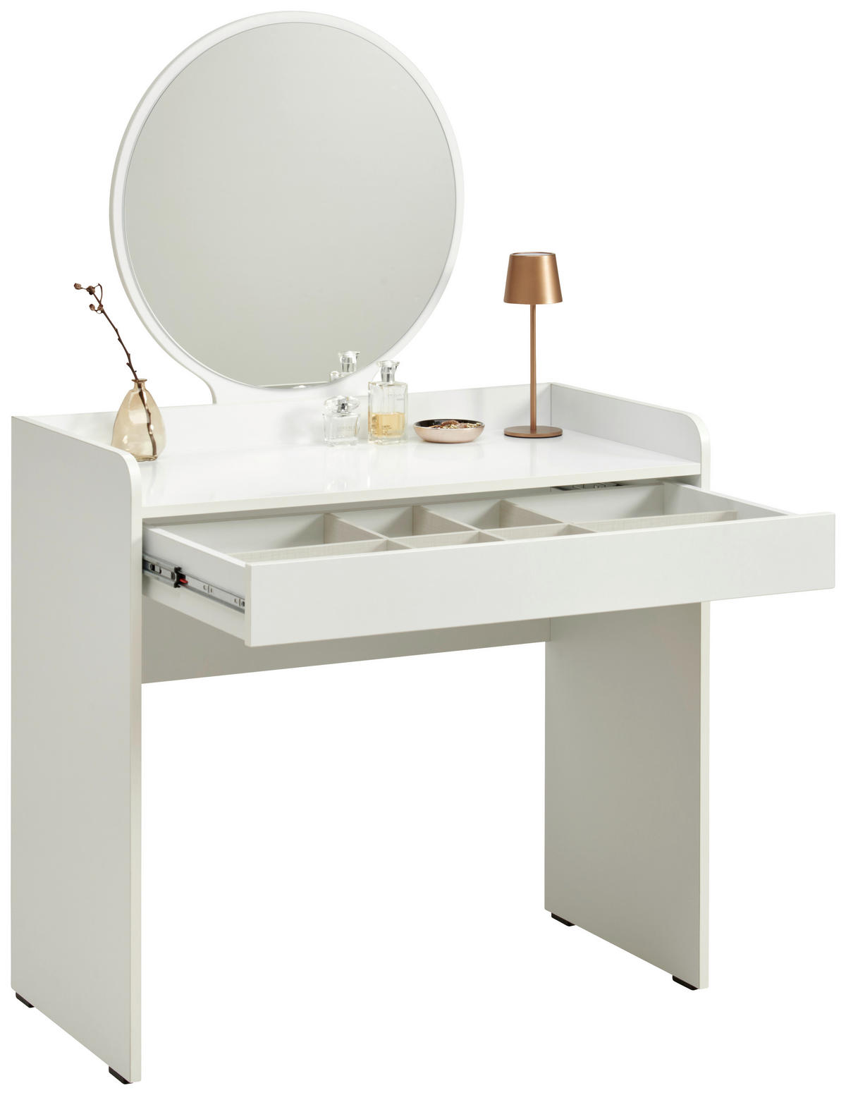 SCHMINKTISCH Weiss  - Weiss, Design, Glas/Holzwerkstoff (90/47/142cm) - Carryhome