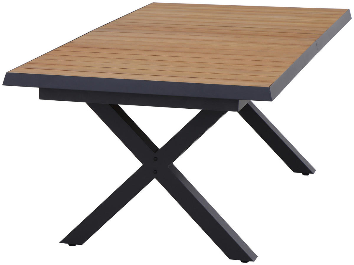 GARTENTISCH 160-200/90/77 cm Metall rechteckig  - Anthrazit/Teakfarben, Basics, Holz/Metall (160-200/90/77cm) - Siena Garden