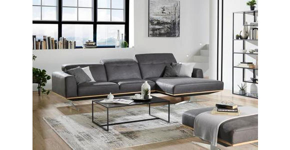 WOHNLANDSCHAFT in Webstoff Olivgrün - Edelstahlfarben/Olivgrün, Design, Holz/Textil (311/163cm) - Dieter Knoll