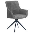 ARMLEHNSTUHL  Stoffauswahl, Sitzfläche 360° drehbar, inklusive Armlehnen Webstoff  - Schwarz/Grau, Design, Textil/Metall (64/88/60cm) - Novel