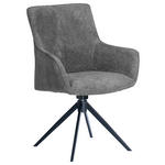 ARMLEHNSTUHL  Stoffauswahl, Sitzfläche 360° drehbar, inklusive Armlehnen Webstoff  - Schwarz/Grau, Design, Textil/Metall (64/88/60cm) - Novel