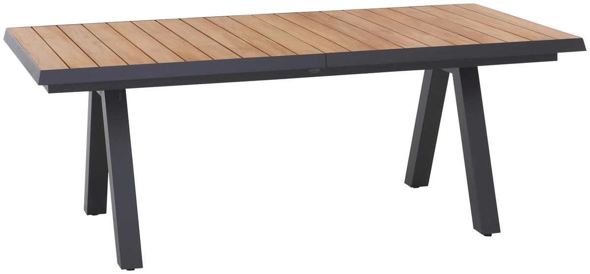 GARTENTISCH 205-265/103/76 cm Holz, Metall rechteckig  - Anthrazit/Teakfarben, Basics, Holz/Metall (205-265/103/76cm) - Siena Garden