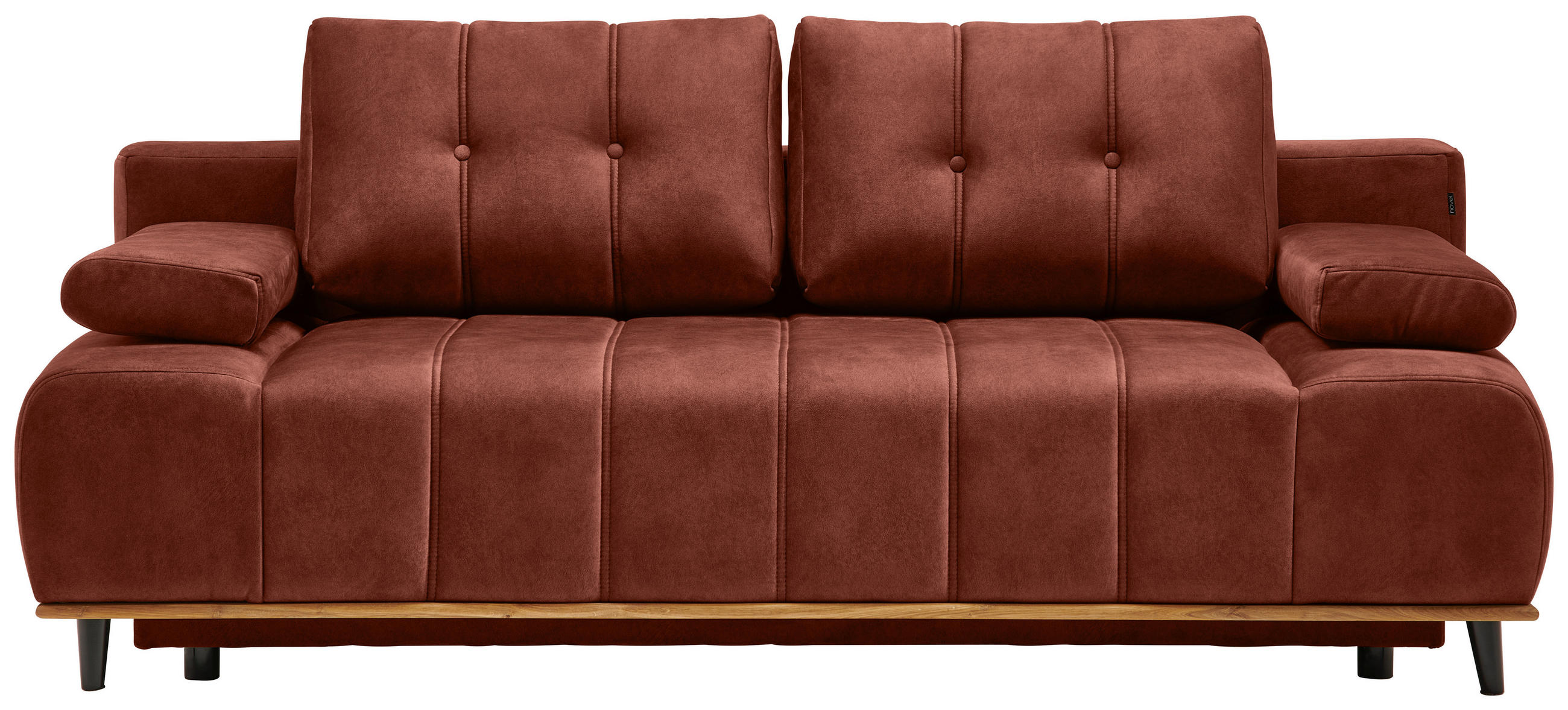 SCHLAFSOFA Clive  mit Stoffauswahl, Rücken echt Webstoff Rostfarben  - Rostfarben/Schwarz, Design, Holz/Textil (206/77-87/102cm) - Novel