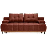SCHLAFSOFA Clive in Webstoff Rostfarben  - Rostfarben/Schwarz, Design, Holz/Textil (206/77-87/102cm) - Novel