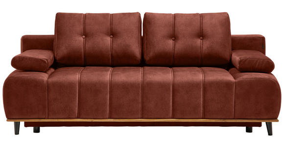 SCHLAFSOFA Clive in Webstoff Rostfarben  - Rostfarben/Schwarz, Design, Holz/Textil (206/77-87/102cm) - Novel