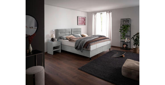 BOXSPRINGBETT 200/220 cm  in Hellgrau  - Hellgrau/Schwarz, KONVENTIONELL, Textil/Metall (200/220cm) - Esposa