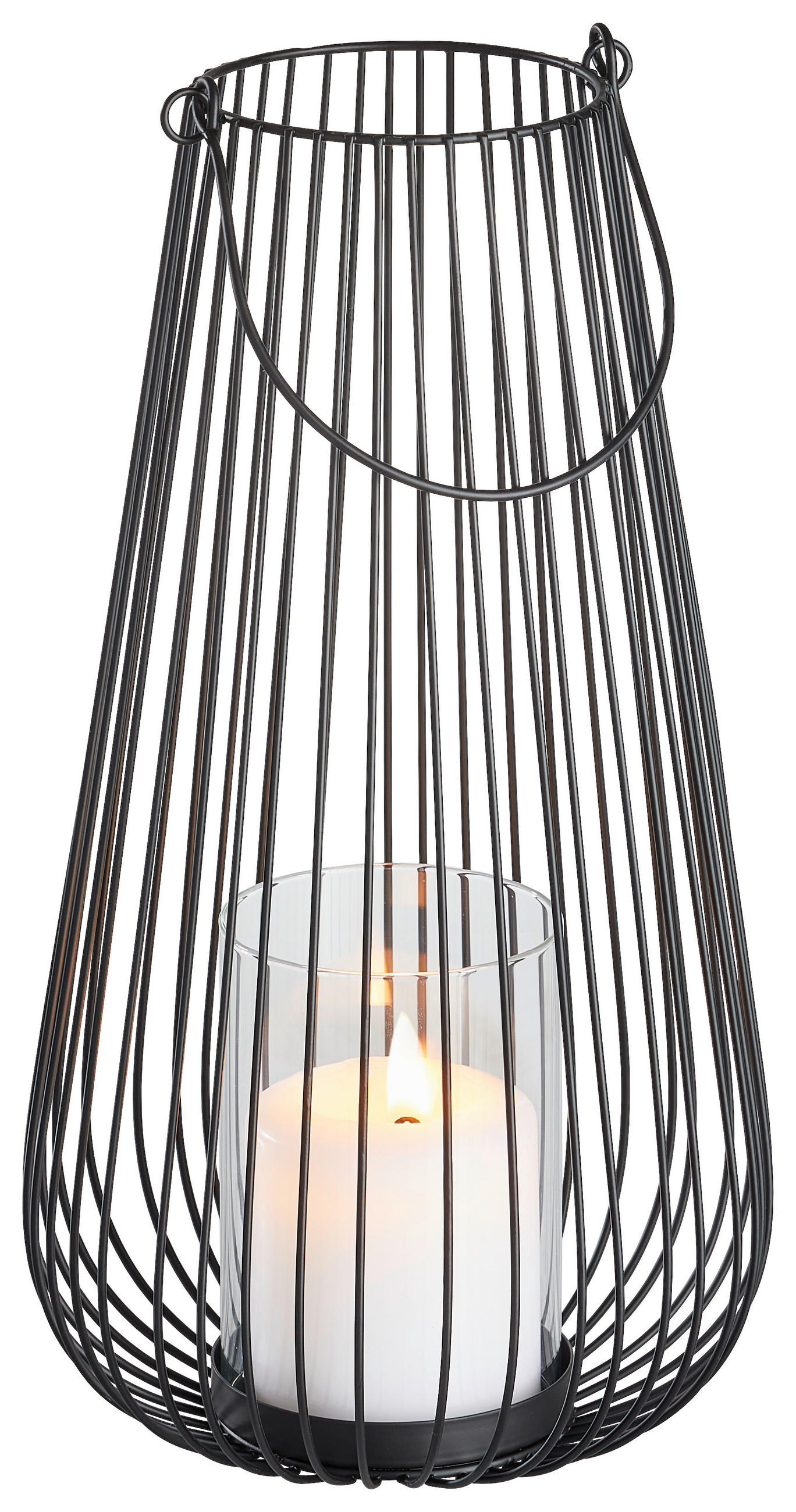 LATERNE - Schwarz, Trend, Glas/Metall (19,5/36,5cm) - Ambia Home