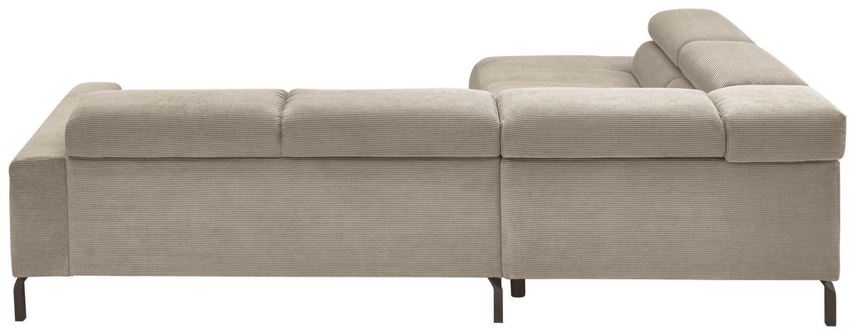 ECKSOFA inkl. Funktion Ottomane links  Sandfarben Feincord  - Sandfarben/Schwarz, Design, Textil/Metall (219/273cm) - Pure Home Lifestyle