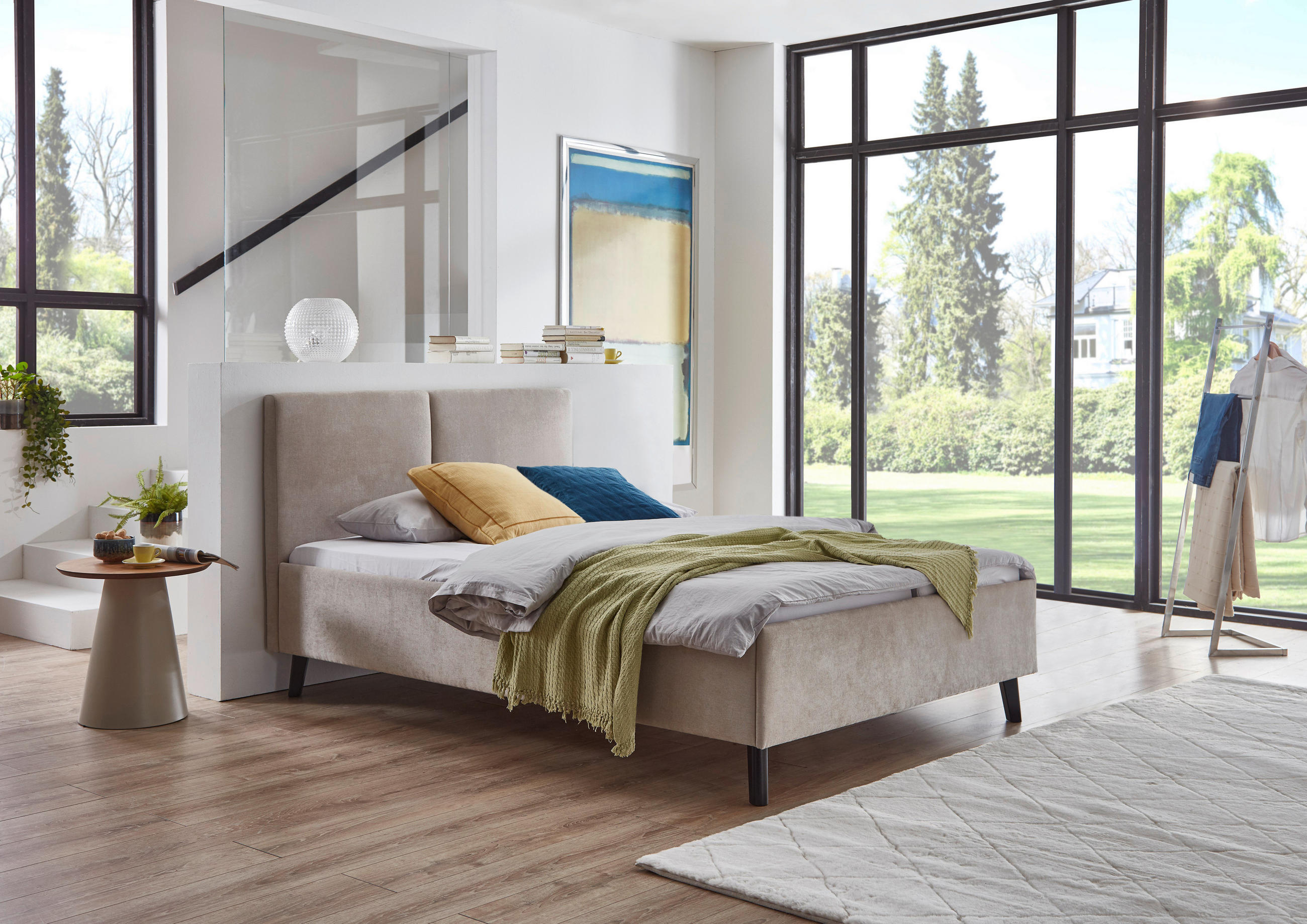 POLSTERBETT 140/200 cm  in Beige  - Beige/Schwarz, Basics, Holz/Textil (140/200cm) - Boxxx