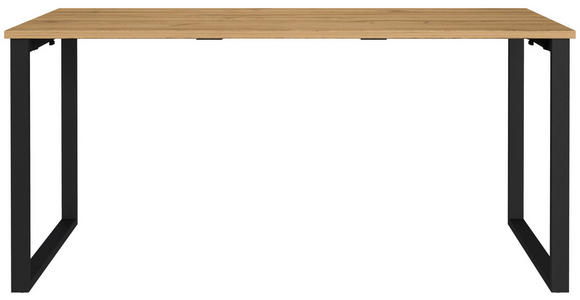 SCHREIBTISCH 160/80/75 cm  in Schwarz, Eichefarben  - Eichefarben/Schwarz, MODERN, Holzwerkstoff/Metall (160/80/75cm) - Novel