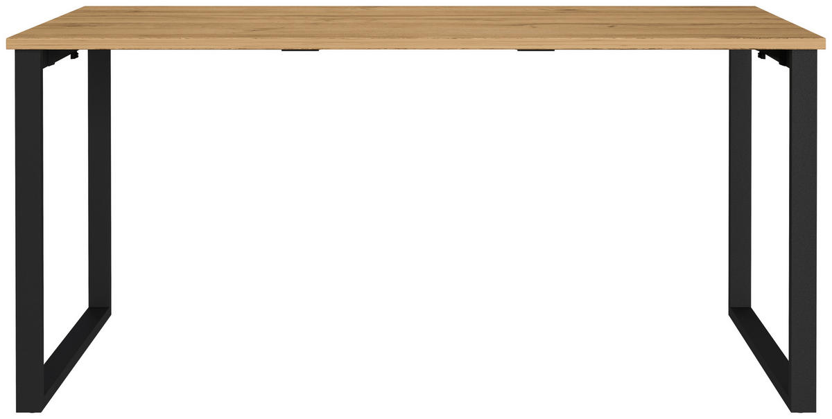 SCHREIBTISCH 160/80/75 cm  in Schwarz, Eichefarben  - Eichefarben/Schwarz, MODERN, Holzwerkstoff/Metall (160/80/75cm) - Novel