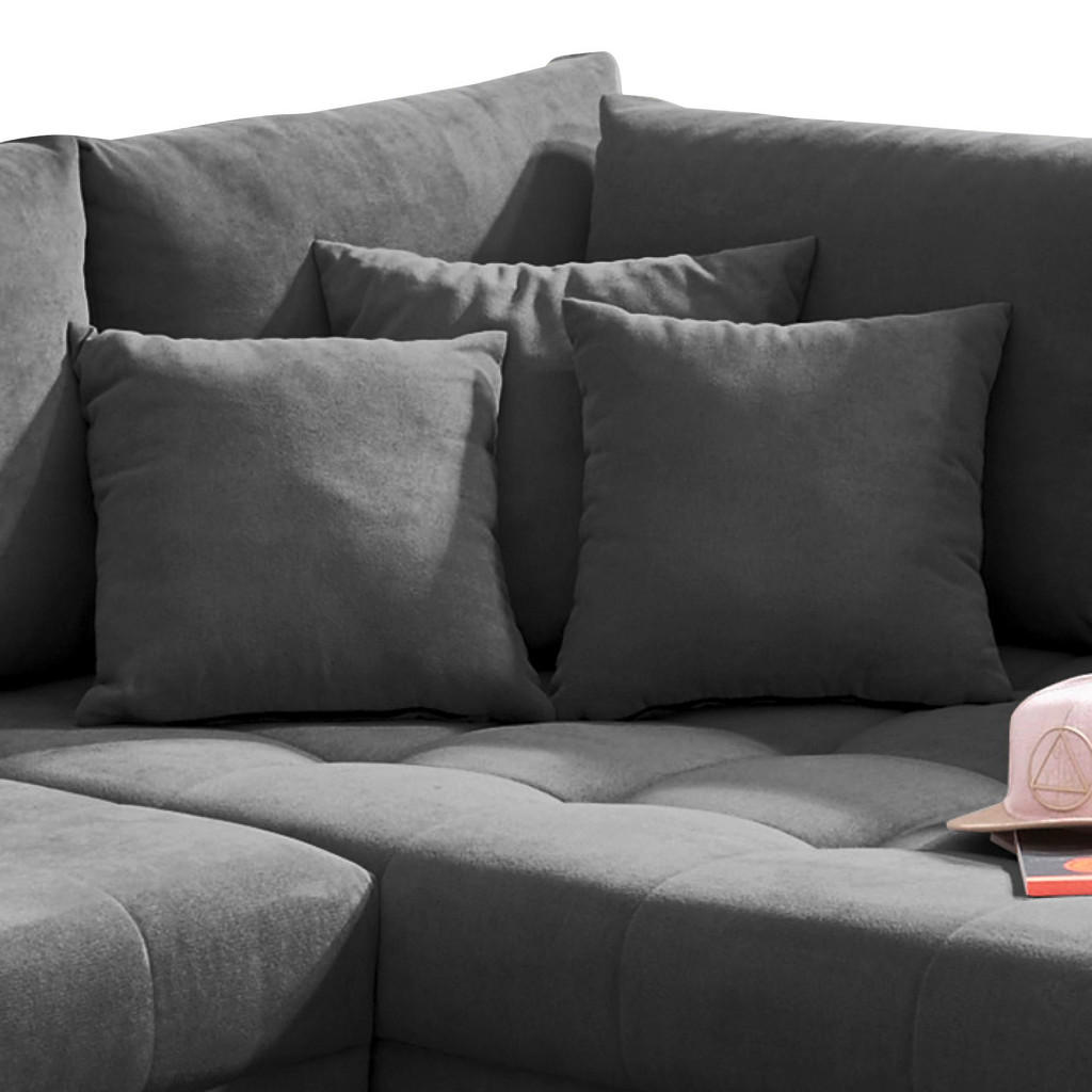 Thumbnail - Mid.you Ecksofa, Anthrazit, Textil, Uni, 3-Sitzer, Füllung: Polyester, Ottomane rechts, L-Form, 249x175 cm, seitenverkeh...