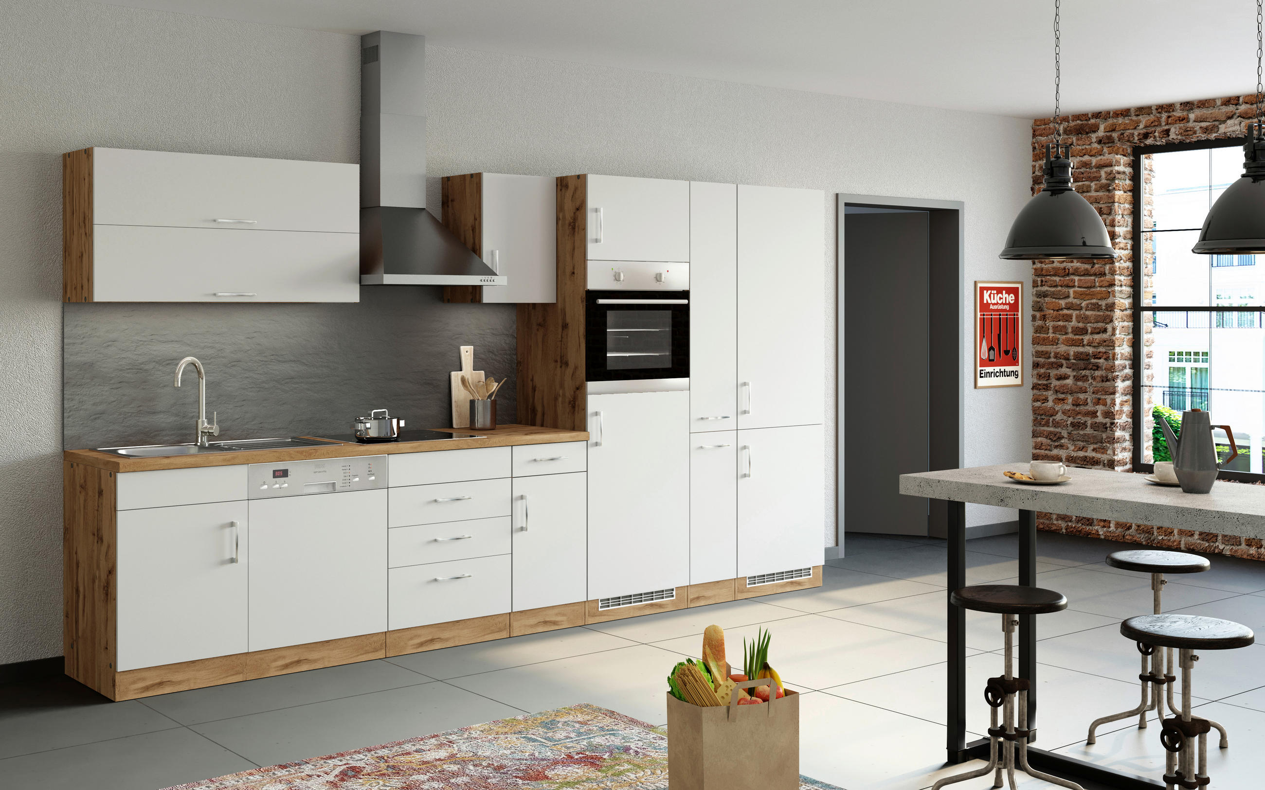 Küchenzeile Sorrento Ohne Geräte 360 Cm Weiß