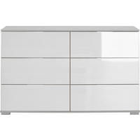 KOMMODE  in 130/83/41 cm  - Alufarben/Weiß, Design, Glas/Holzwerkstoff (130/83/41cm) - Carryhome