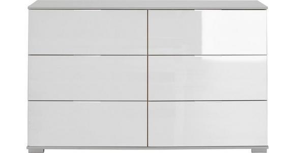 KOMMODE 130/83/41 cm  - Alufarben/Weiß, Design, Glas/Holzwerkstoff (130/83/41cm) - Carryhome