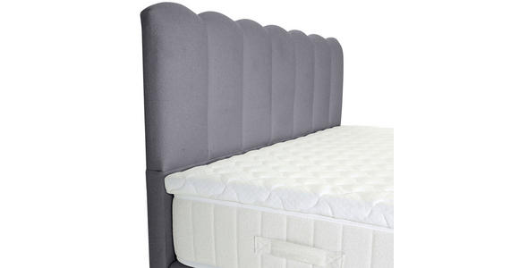 BOXSPRINGBETT 180/200 cm,  in Hellgrau, Topper, Matratzen, H3 = fest  - Hellgrau/Schwarz, Design, Holzwerkstoff/Textil (180/200cm) - Esposa