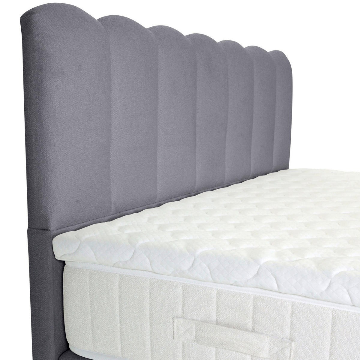 BOXSPRINGBETT 180/200 cm,  in Hellgrau, Topper, Matratzen, H3 = fest  - Hellgrau/Schwarz, Design, Holzwerkstoff/Textil (180/200cm) - Esposa