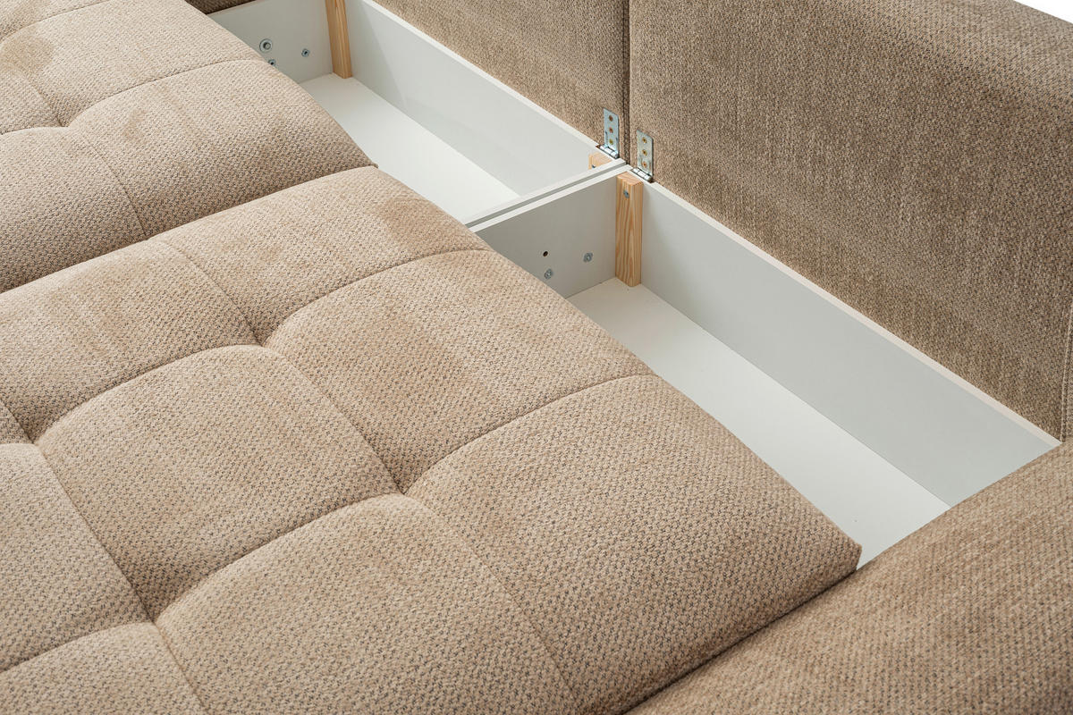 SOFFA i beige  - beige/svart, Design, textil/plast (263/73-95/122cm) - Best Price