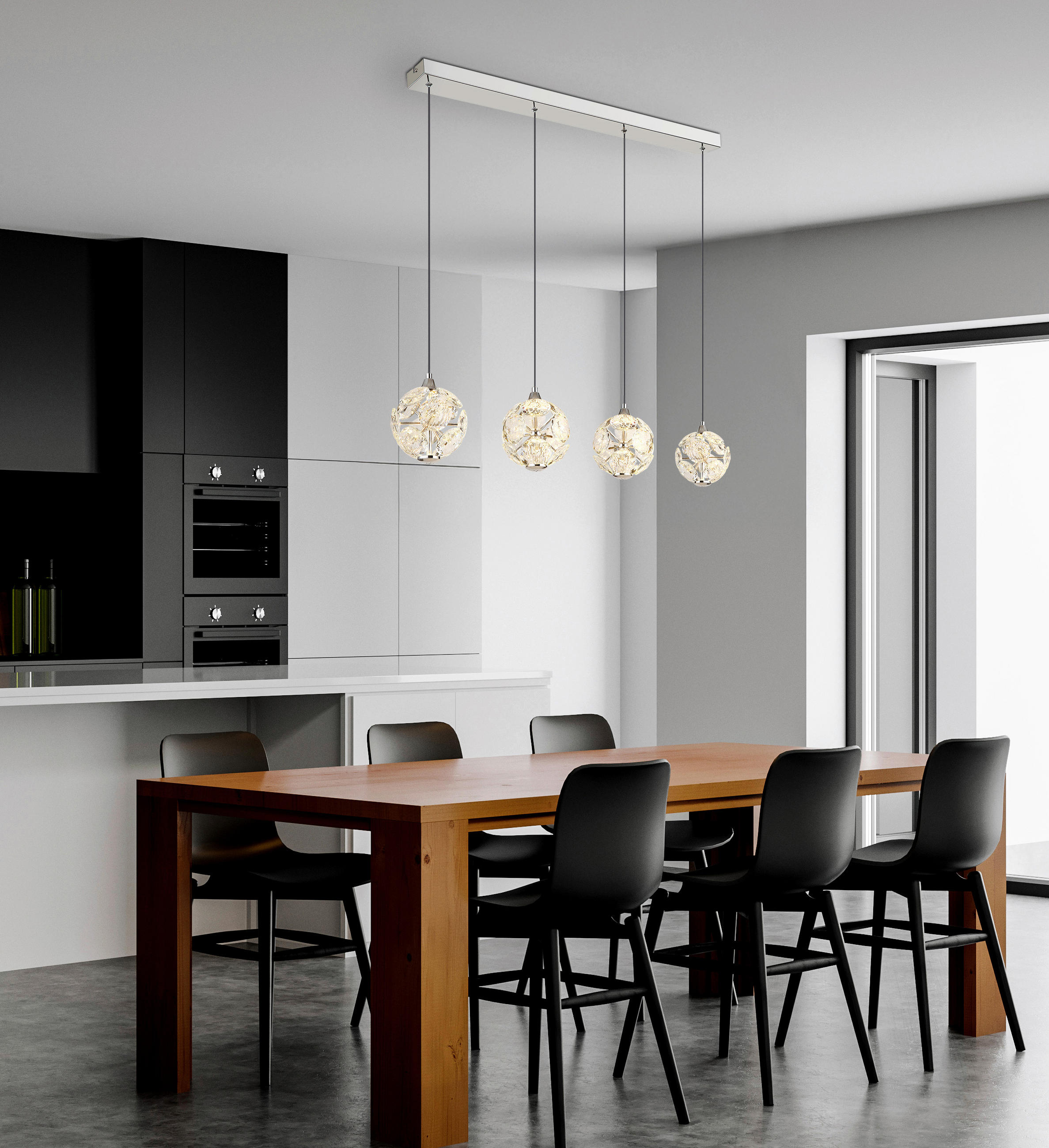 LED-HÄNGELEUCHTE VIRINA 93/15/150 cm - Klar/Chromfarben, KONVENTIONELL, Glas/Kunststoff (93/15/150cm) - Globo