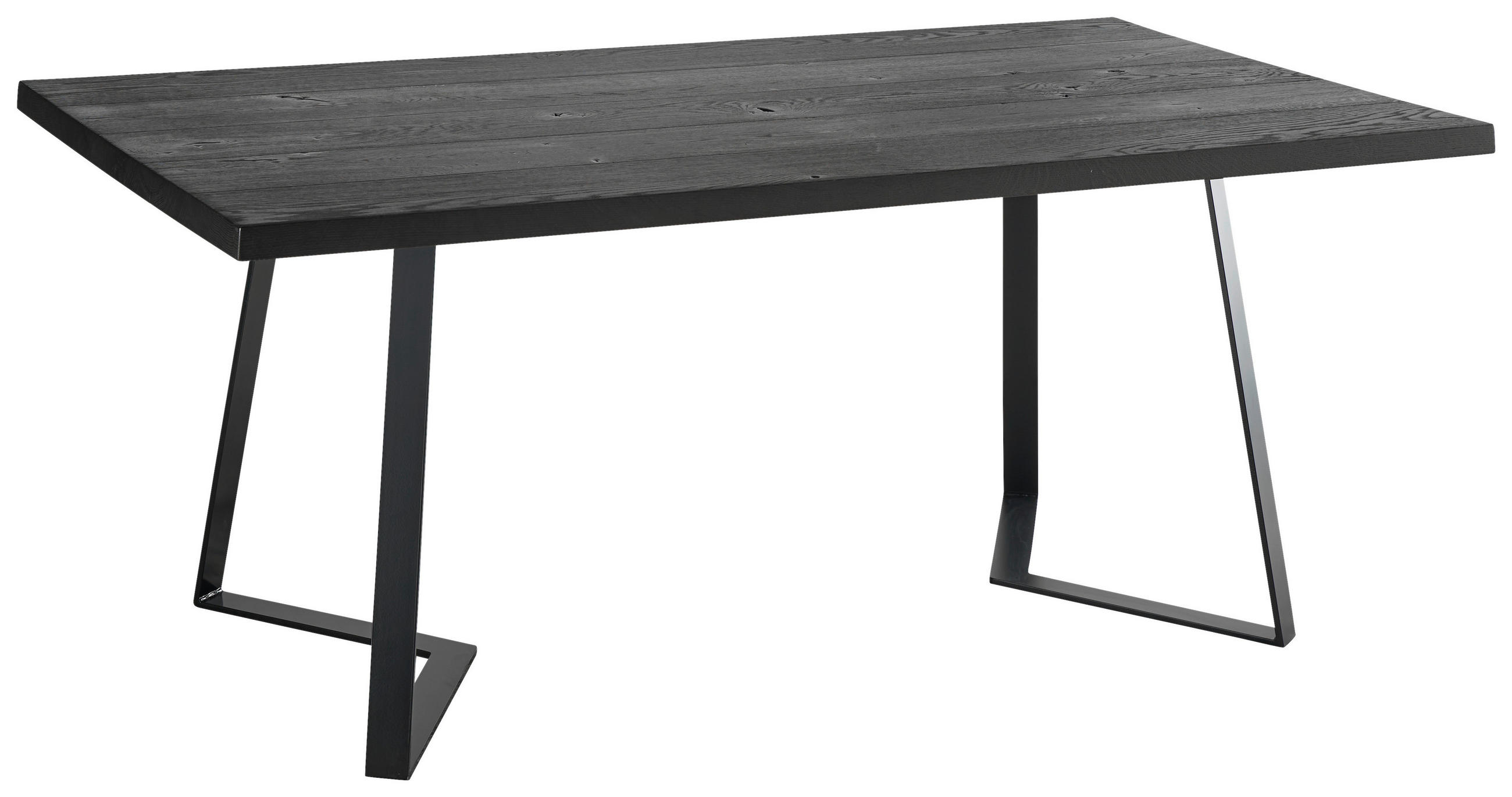 ESSTISCH Eiche massiv rechteckig Schwarz  - Schwarz, Design, Holz/Metall (200/100/76cm) - Musterring