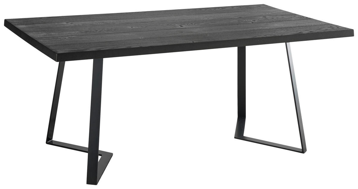 ESSTISCH Eiche massiv rechteckig Schwarz  - Schwarz, Design, Holz/Metall (180/100/76cm) - Musterring