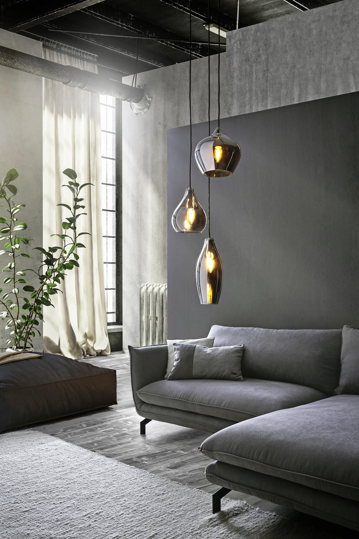 HÄNGELEUCHTE 29/130 cm   - Grau, Design, Glas/Metall (29/130cm) - Marama