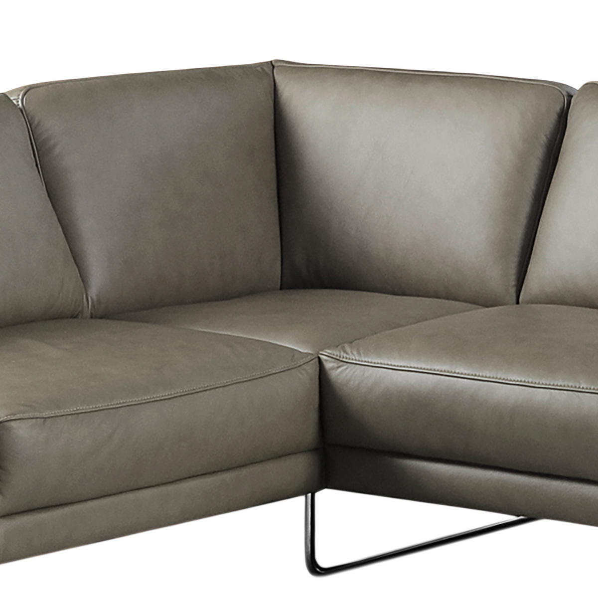 ECKSOFA in Echtleder Grau  - Chromfarben/Grau, Design, Leder/Metall (250/273cm) - Livetastic