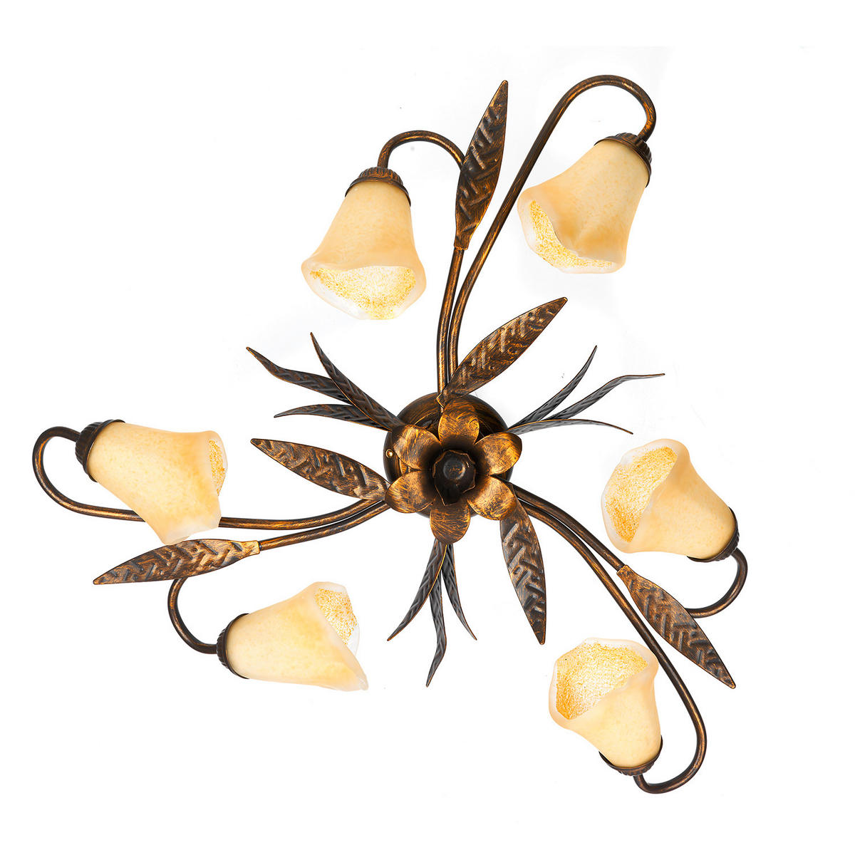 DECKENLEUCHTE    65/65/25 cm  - Bronzefarben, KONVENTIONELL, Glas/Metall (65/65/25cm)
