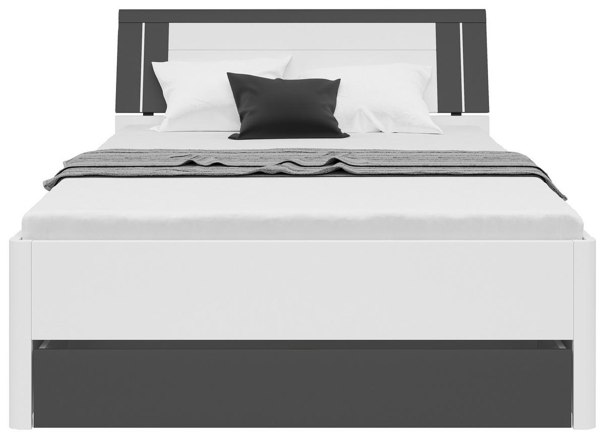 STAURAUMBETT 140/200 cm  in Graphitfarben, Weiß  - Graphitfarben/Weiß, KONVENTIONELL, Holzwerkstoff (140/200cm)