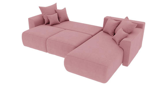 ECKSOFA in Velours Rosa  - Chromfarben/Rosa, KONVENTIONELL, Kunststoff/Textil (293/195cm) - Carryhome